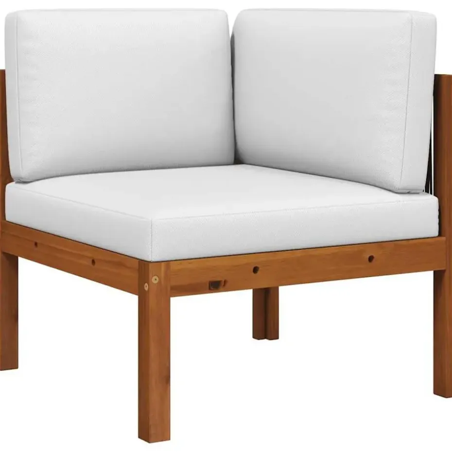 vidaXL - Tuinhoekbanken met kussens - Acaciahout & touw - 2 stuks