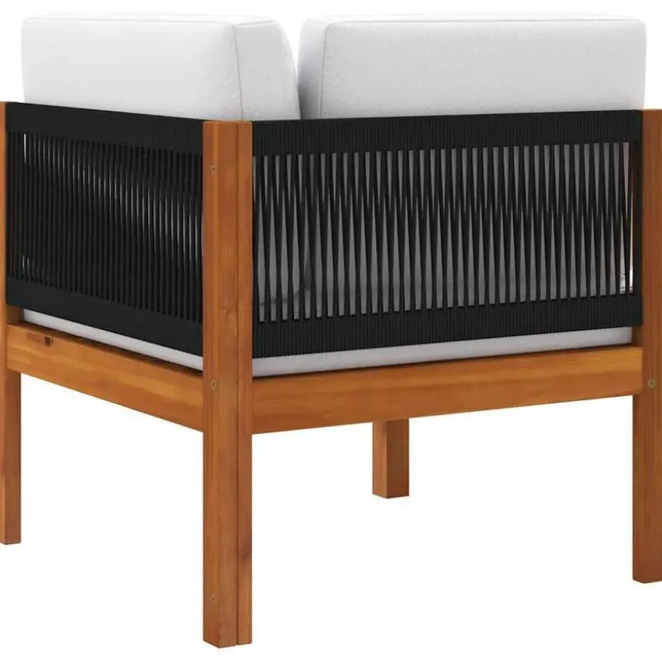 vidaXL - Tuinhoekbanken met kussens - Acaciahout & touw - 2 stuks