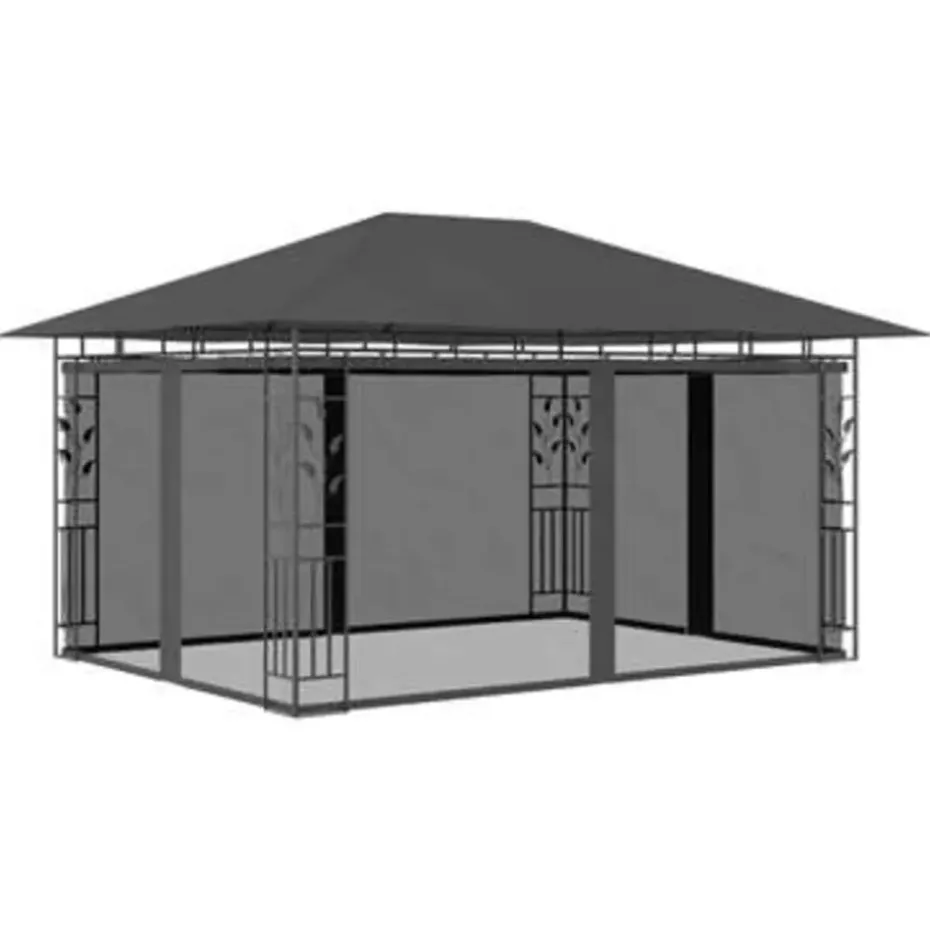 vidaXL - Tuinhuisje - Antraciet - Stof - 4 x 3 x 2.73 m