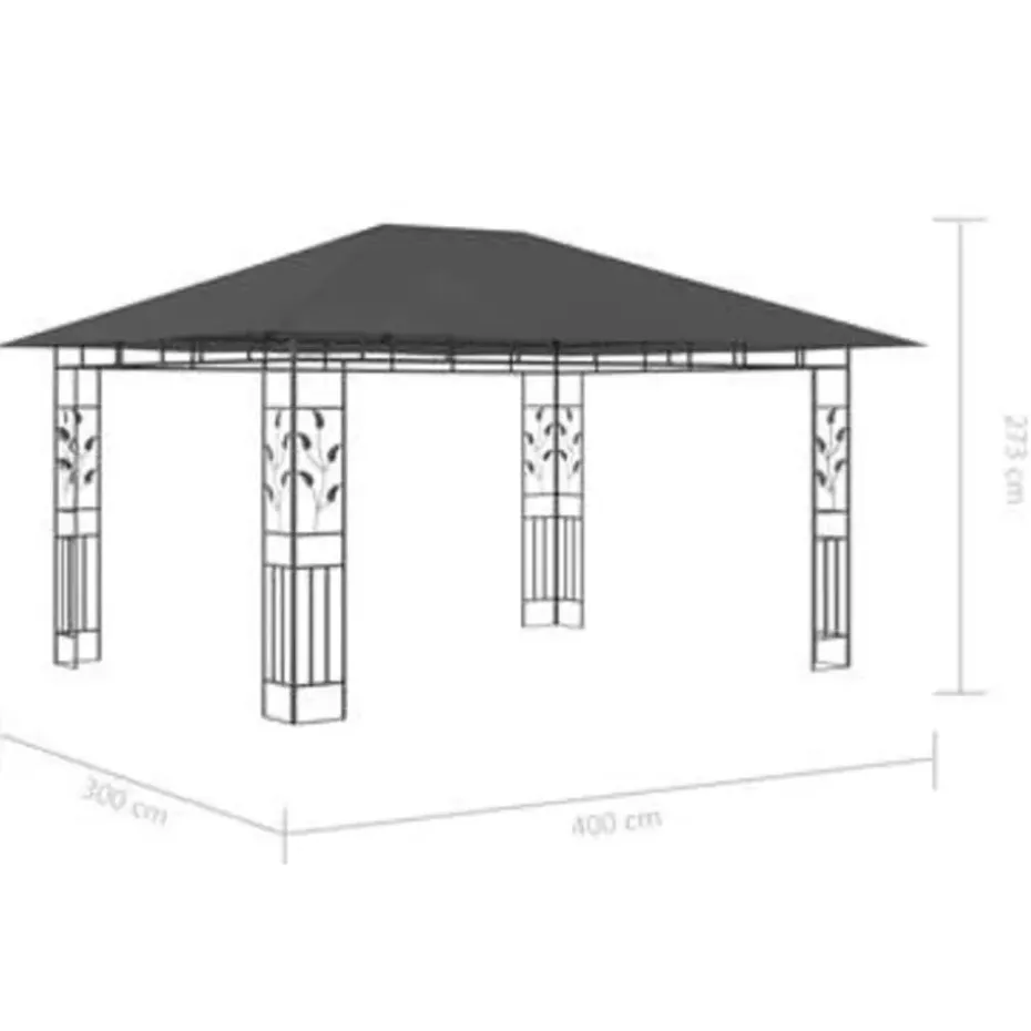 vidaXL - Tuinhuisje - Antraciet - Stof - 4 x 3 x 2.73 m