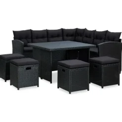 vidaXL - Tuinloungeset - Zwart - Poly rattan - 6 stuks - Met kussens