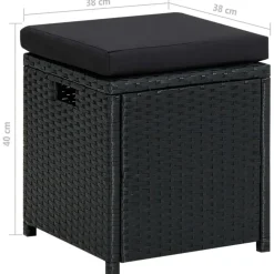 vidaXL - Tuinloungeset - Zwart - Poly rattan - 6 stuks - Met kussens