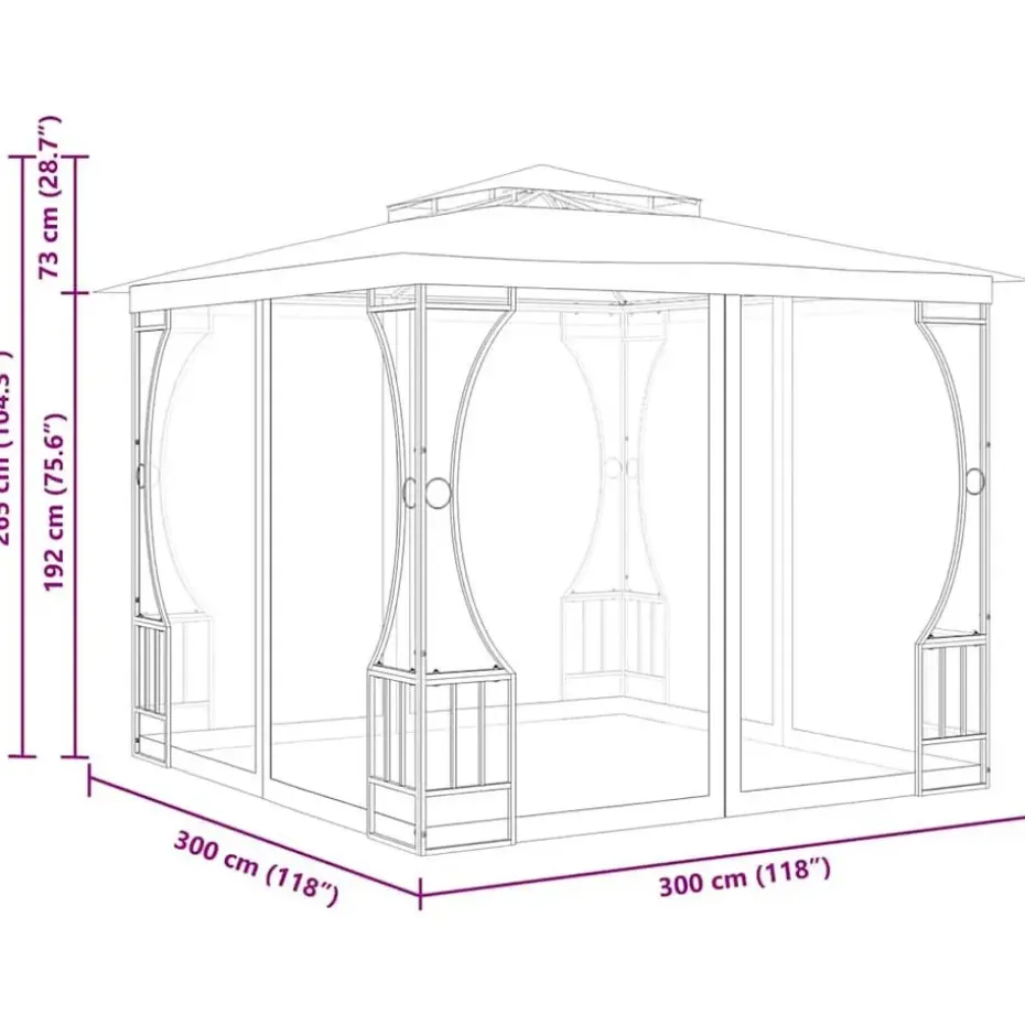 vidaXL - Tuinpaviljoen - Antraciet - Stof