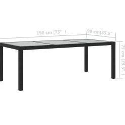 vidaXL - Tuinset - Zwart - Poly rattan - 7 stuks - Met kussens