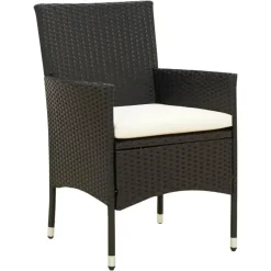 vidaXL - Tuinset - Zwart - Poly rattan - 7 stuks - Met kussens