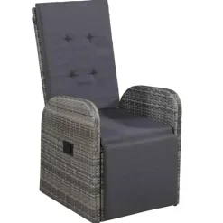 vidaXL - Tuinset grijs - 4 verstelbaar stoelen & 150x90 cm tafel - Poly rattan