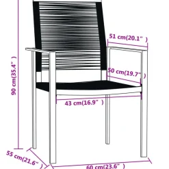 vidaXL - Tuinset zwart PVC rattan en staal - 140x70 cm - 7 stuks