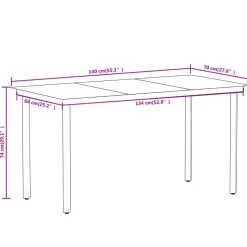 vidaXL - Tuinset zwart PVC rattan en staal - 140x70 cm - 7 stuks