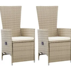 vidaXL - Tuinstoelen - Beige - Poly rattan - 2 stuks - Met kussens