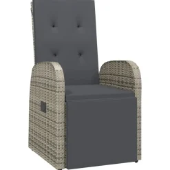 vidaXL - Tuinstoelen - Grijs - Poly rattan - 2 stuks - Verstelbaar - Met kussens