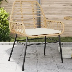 vidaXL - Tuinstoelen - Kussens - Bruin - Poly rattan - 2 stuks