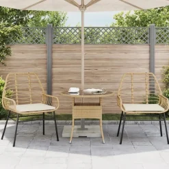 vidaXL - Tuinstoelen - Kussens - Bruin - Poly rattan - 2 stuks