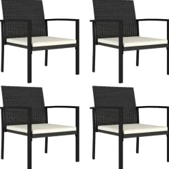 vidaXL - Tuinstoelen - Zwart - Poly rattan - 4 stuks