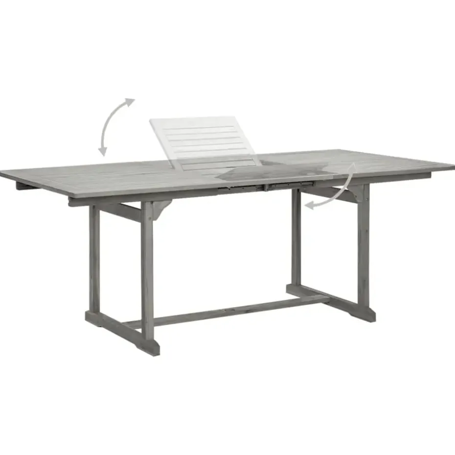 vidaXL - Tuintafel - Grijs - Massief acaciahout - (150-200)x100x75 cm
