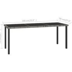 vidaXL - Tuintafel - Grijs - Poly rattan - 180 x 70 x 73 cm