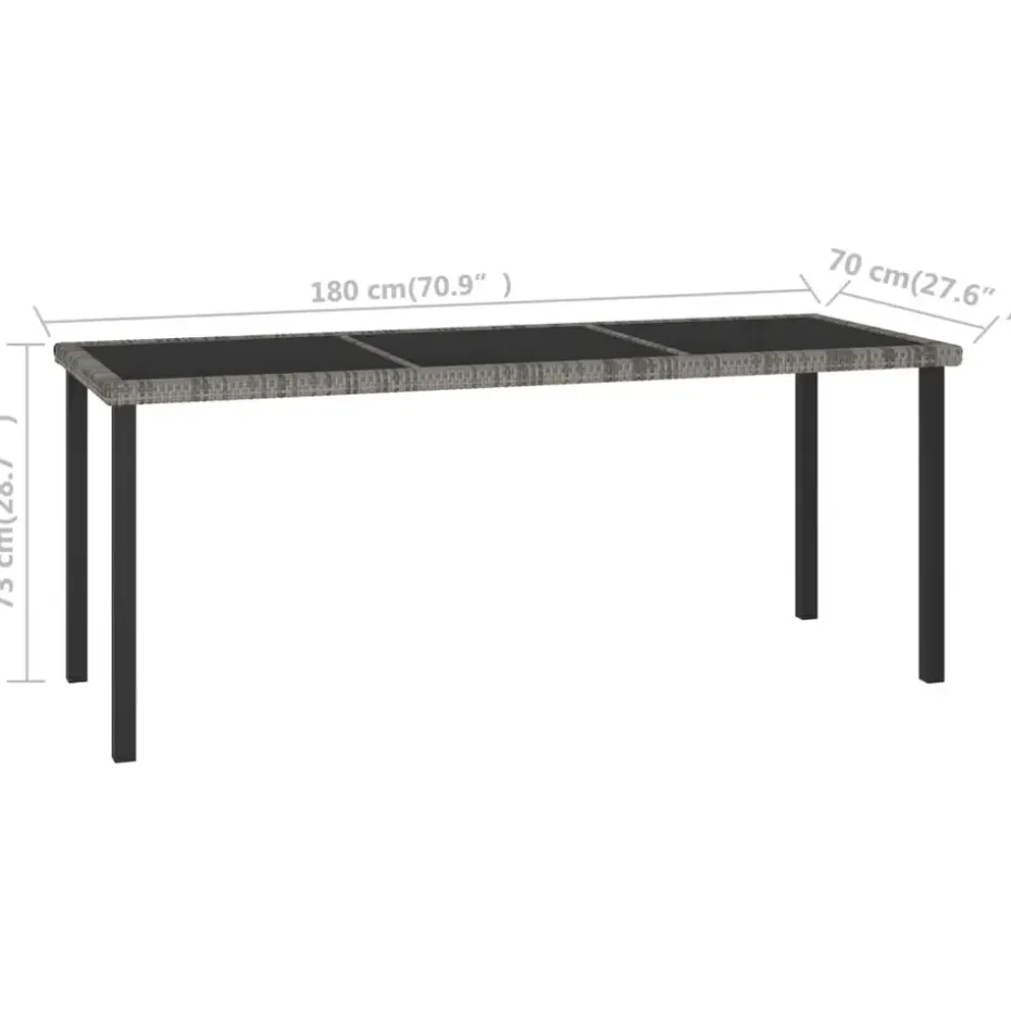 vidaXL - Tuintafel - Grijs - Poly rattan - 180 x 70 x 73 cm