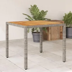 vidaXL - Tuintafel - Grijs - Poly rattan - 90 x 90 x 75 cm