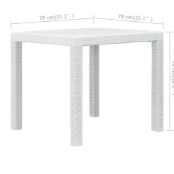 vidaXL - Tuintafel - Wit - Kunststof - 79 x 79 x 72 cm