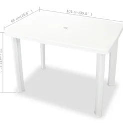 vidaXL - Tuintafel - Wit - Kunststof - 101 x 68 x 72 cm
