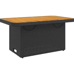 vidaXL - Tuintafel - Zwart - Poly rattan en Hout - 90 x 55 x 71 cm