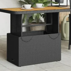 vidaXL - Tuintafel - Zwart - Poly rattan en Hout - 90 x 55 x 71 cm