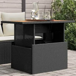 vidaXL - Tuintafel - Zwart - Poly rattan en acaciahout - 100x55x73 cm