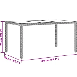 vidaXL - Tuintafel - Zwart - Poly rattan - 150 x 90 x 75 cm