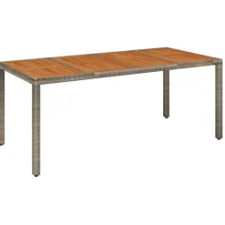vidaXL - Tuintafel Met Houten Blad - Grijs - Poly rattan - 190 x 90 x 75 cm