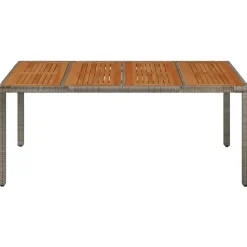 vidaXL - Tuintafel Met Houten Blad - Grijs - Poly rattan - 190 x 90 x 75 cm