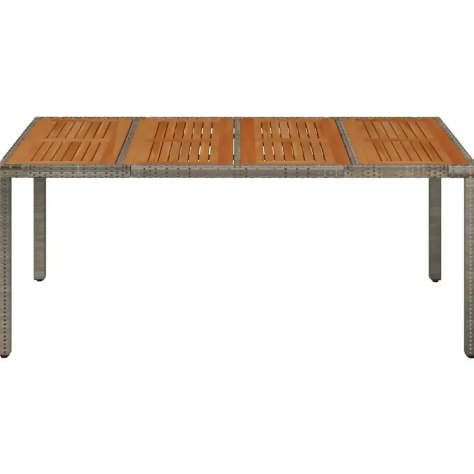 vidaXL - Tuintafel Met Houten Blad - Grijs - Poly rattan - 190 x 90 x 75 cm