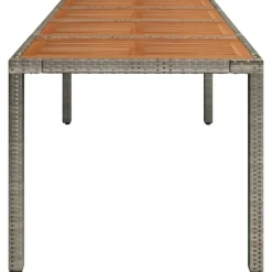 vidaXL - Tuintafel Met Houten Blad - Grijs - Poly rattan - 190 x 90 x 75 cm