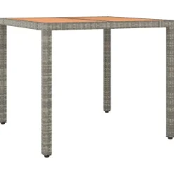 vidaXL - Tuintafel Met Houten Blad - Grijs - Poly rattan en acaciahout