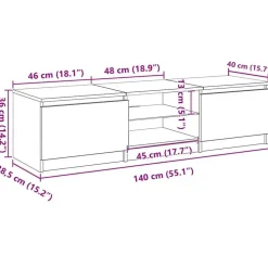 vidaXL - Tv-kast - Bruin - Bewerkt hout - 140 x 40 x 36 cm