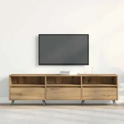vidaXL - TV-meubel 3 vakken 3 deuren - Artisanaal eiken - Hout - 150x30x44.5 cm