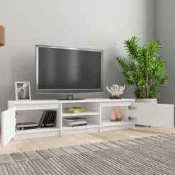 vidaXL - Tv-meubel - Wit - Bewerkt hout