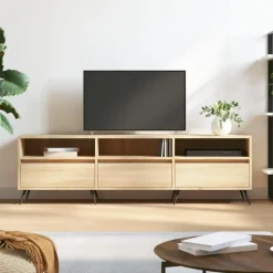 vidaXL - TV-meubel met 3 deuren en 3 vakken - Sonoma eiken - 150x30x44.5 cm