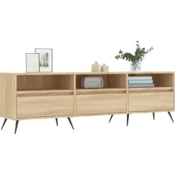 vidaXL - TV-meubel met 3 deuren en 3 vakken - Sonoma eiken - 150x30x44.5 cm