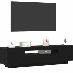 vidaXL - TV-meubel met 3 deuren - Zwart eiken - Bewerkt hout - 160x35x40 cm