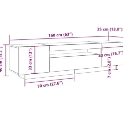 vidaXL - TV-meubel met 3 deuren - Zwart eiken - Bewerkt hout - 160x35x40 cm