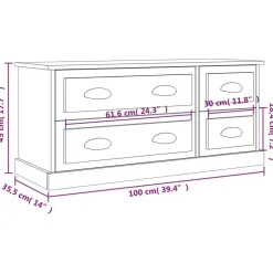 vidaXL - TV-meubel met 4 lades - Wit - Bewerkt hout - 100x35.5x45 cm