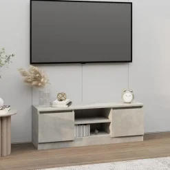 vidaXL - Tv-meubel met deur - Grijs - Bewerkt hout - 102 x 30 x 36 cm