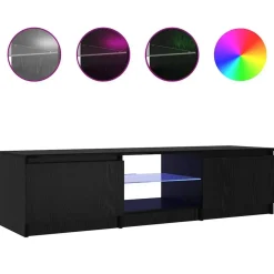 vidaXL - TV-meubel met glas legplank en 2 deuren - Zwart eiken - 140x40x35.5 cm