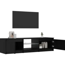 vidaXL - TV-meubel met glas legplank en 2 deuren - Zwart eiken - 140x40x35.5 cm