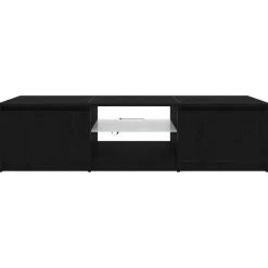 vidaXL - TV-meubel met glas legplank en 2 deuren - Zwart eiken - 140x40x35.5 cm