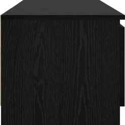 vidaXL - TV-meubel met glas legplank en 2 deuren - Zwart eiken - 140x40x35.5 cm