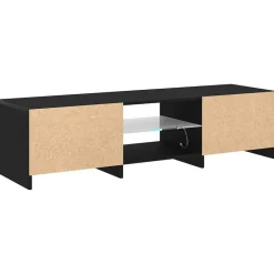 vidaXL - TV-meubel met glas legplank en 2 deuren - Zwart eiken - 140x40x35.5 cm