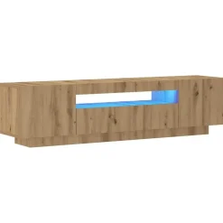 vidaXL - TV-meubel met LED en 3 deuren - Artisanaal eiken - 160x35x40 cm