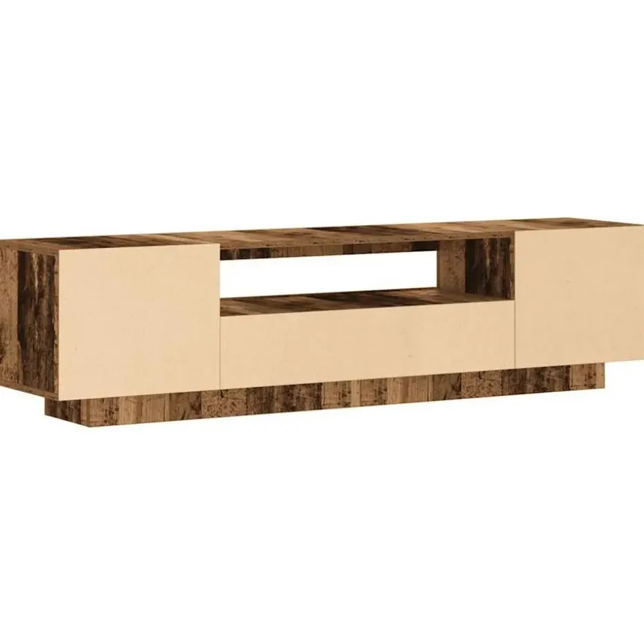 vidaXL - TV-meubel met LED en 3 deuren - Oud hout - 160x35x40 cm