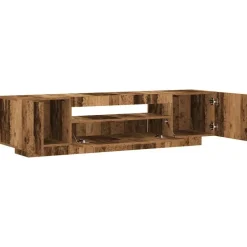 vidaXL - TV-meubel met LED en 3 deuren - Oud hout - 160x35x40 cm