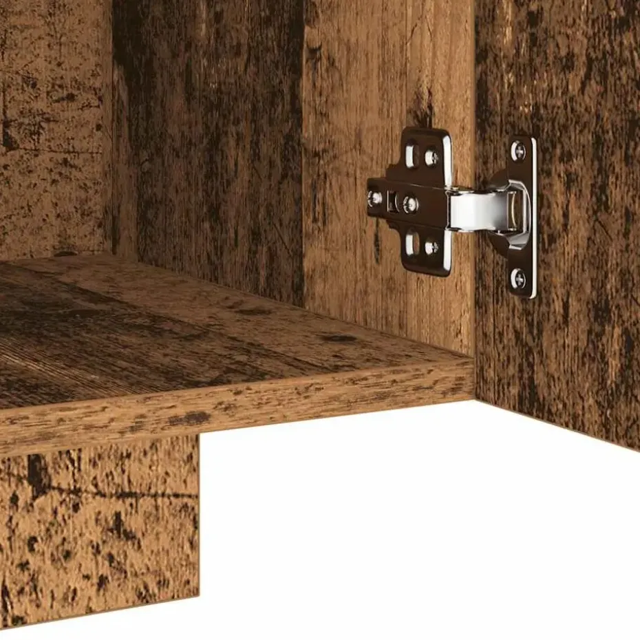 vidaXL - TV-meubel met LED en 3 deuren - Oud hout - 160x35x40 cm